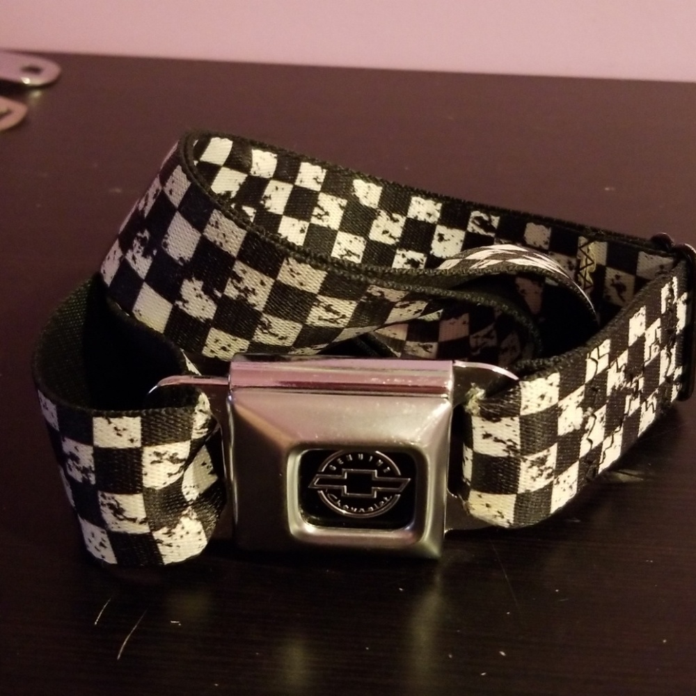 Black and white checkered buckle down Belt